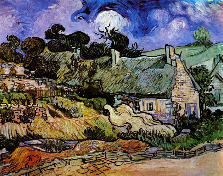 Vincent van Gogh-Houses with Thatched Roofs, Cordeville 1890.jpg